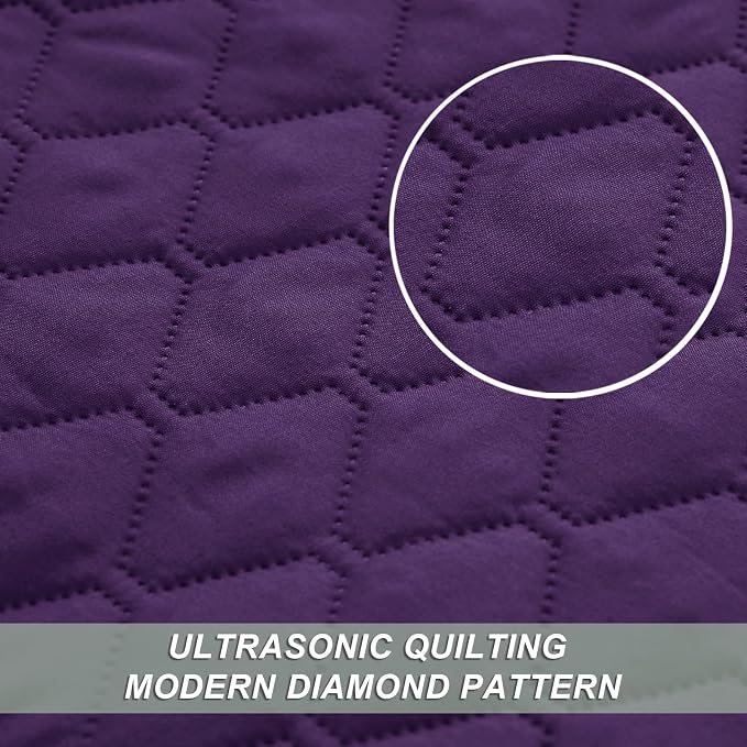 Exclusivo Mezcla Reversible Twin Quilt Bedding Set, Deep Purple | Lightweight - Image 4
