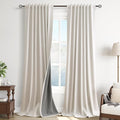 Cream Natural Linen 100% Blackout Curtains 90 Inches Long 2 Panel Sets Textured by Guken