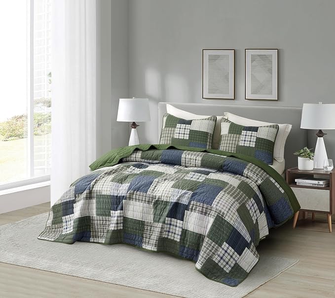 Chezmoi Collection Cedar 2-Piece Printed Patchwork Quilt Set, Twin Size - Image 2