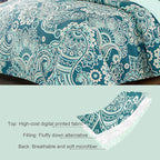 Whale Flotilla Patchwork Quilt King Size, Extra Soft Boho Paisley Bedspread | - Image 5
