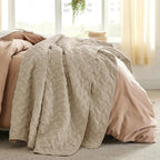 Bedsure Quilts Queen Size, Lightweight Comforter Set, Light Khaki Bedspread | - Image 2