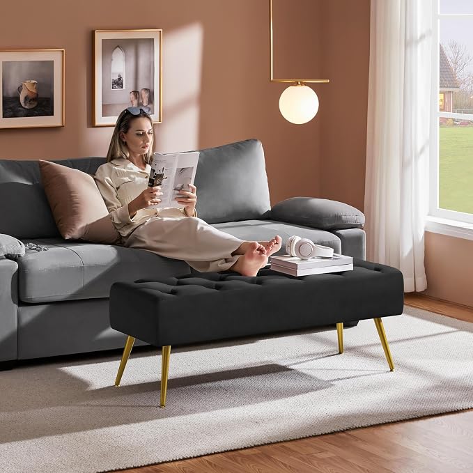 Yaheetech 45in Velvet Bench Seat - Image 4
