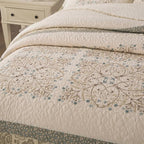 ROOMLIFE Quilt Set Queen Size 3D Floral Embroidery Pattern 3-Piece Cotton - Image 4