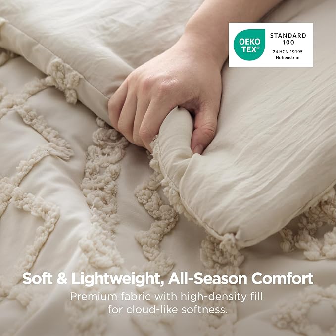 Bedsure Tufted Boho Comforter Set Oversized King - Image 3