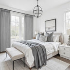 PleatedDrapes Light Grey Dual Layer Linen 92 Inch Office Curtains 2 Panels Set - Image 7
