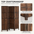 Wood 4 Panel Room Divider, 5.6Ft Detachable Folding Privacy Screen - Image 5