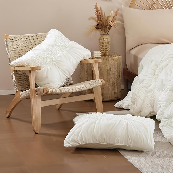 JANZAA King Size Quilt, Cream White King Quilt Bedding Set - Image 7