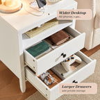 Huuger Nightstand with Charging Station, Bedside Table with Storage, Modern - Image 6