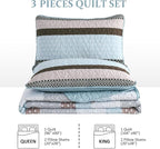 WONGS BEDDING Boho Quilt Queen Size, Patchwork Bedding Set, 3 Pieces Plaid - Image 8