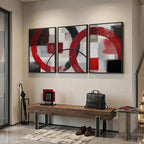 Large Framed Red Black White Abstract Wall Art - Image 2