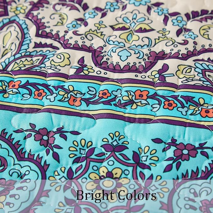 WONGS BEDDING Boho Quilts Queen Size, 3 Pieces Bedspread Bedding Set, - Image 6