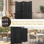 Bamboo Mesh Woven Room Divider 5.6FT, 4 Panel Folding Privacy Screen, Folding - Image 7