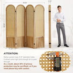 4 Panel Rattan Room Divider Screen, Boho Folding Privacy Screen | Decorative - Image 3