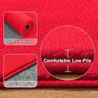 Red Round Area Rug 5ft Washable Circle Rugs - Image 3