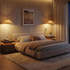 LED Nightstand with Wood 2 Drawers Modern Bedside Table - Image 7
