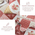 Dinjoy Boho Quilt Set King Size, Patchwork Floral Bedspreads, Romantic Red | - Image 4