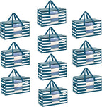 VENO Moving Bags, Wide Open Top, Classic Navy Stripe, 10 Pack | Moving boxes by Veno