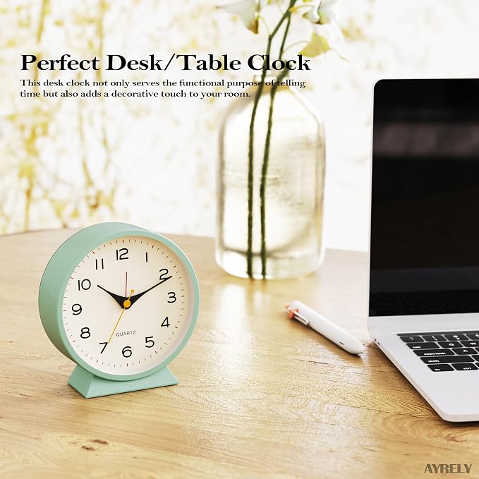 AYRELY® 4.5" Analog Alarm Clock, Small Retro Desk Clock and Table Clock | - Image 3