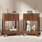 Nasonet Night Stand Set 2, Fluted Nightstand by Nasonet