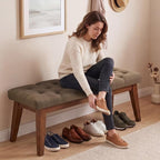 43.5" Upholstered Bedroom Bench, Linen Entryway Bench - Image 7