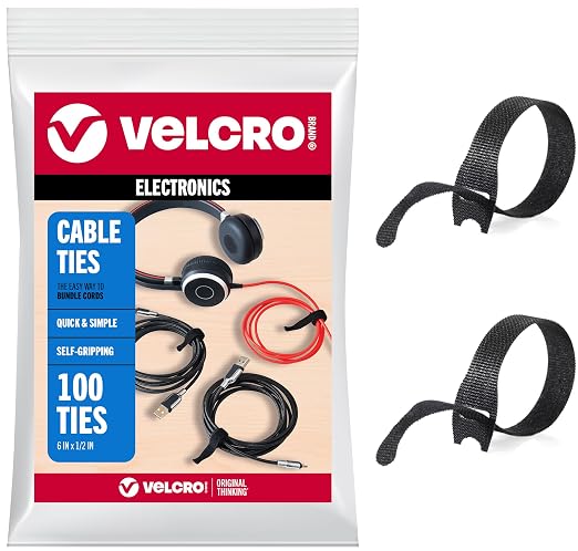 VELCRO Brand Reusable Cable Ties, Cord Management, 100 Pack | Wire And Cable by VELCROBrand