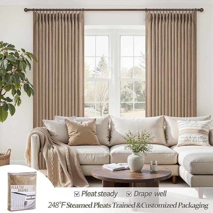 Blackout Double Layer Thick Linen Curtains 108 Inches Long - Image 6