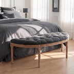 chairus 55" Button Tufted Semi-Circle Dining Bench Linen Halfmoon Entryway - Image 8