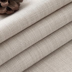 Extra Wide Greyish Beige Pleated Linen Blackout Curtains 90 Inches Long | - Image 9