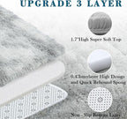 4x6 Area Rugs for Bedroom, Light Grey Tie-Dyed Fluffy Shag Bedside Rugs | - Image 4