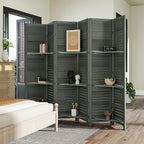HOMCOM Room Divider with Shelves, 6 Panel, 3 Display Shelves, Folding Storage - Image 8