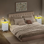 Night stand Set 2 with Charging Station, LED Nightstand - Image 7