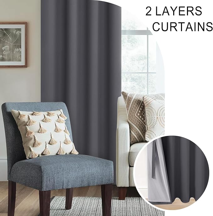 XWZO 100% Blackout Curtains 45 Inches Long - Image 5