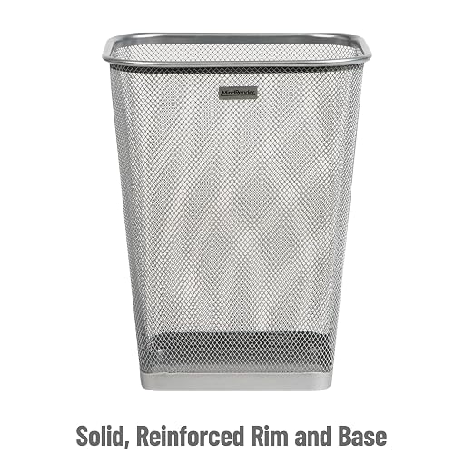 Mind Reader Mesh Trash Can, Square Wastebasket - Image 4