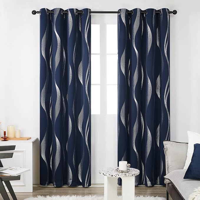 Deconovo Curtains for Living Room, Pattern Blackout Curtains 45 Inches Long | - Image 2