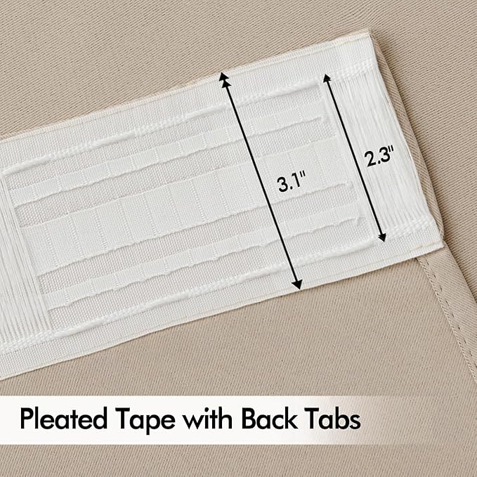 MIULEE Taupe Back Tab Blackout Curtains 52x72 Inches Long 2 Panels Set | Rod - Image 4