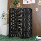 3 Panel Black Rattan Room Divider - Image 4