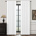 Pure White Linen Drapes 84 Inch Length 2 Panels Set by QJMYDECO