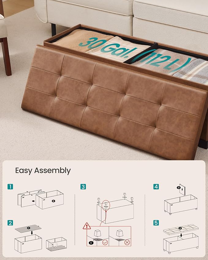 SONGMICS Storage Ottoman Bench - Image 6