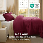 Bedsure California King Comforter Set, Dark Red Soft Prewashed Bedding - Image 3
