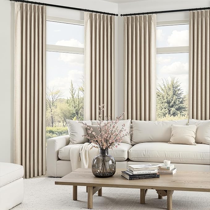 Oatmeal 90 Inches Long Linen Curtains - Image 5