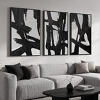 Large Framed Black and White Abstract Wall Art by Cuspin