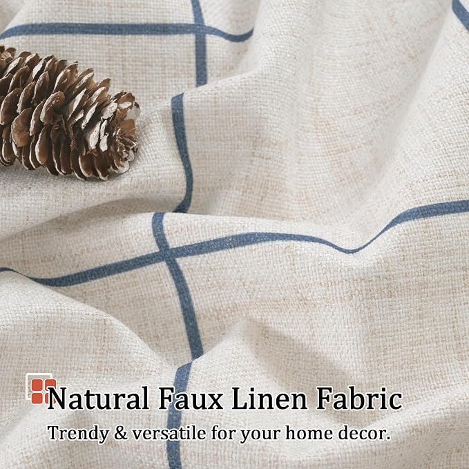 Navy Blue Linen Blackout Curtains - Image 5