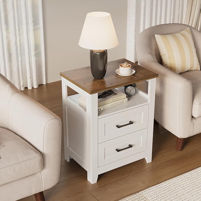 Decofy Farmhouse 2-Drawer Nightstand Set of 2 - Image 5