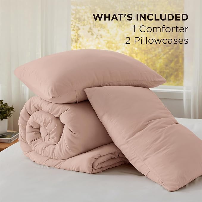 Bedsure Oversized King Comforter Set, Light Pink Soft Prewashed Bedding - Image 6
