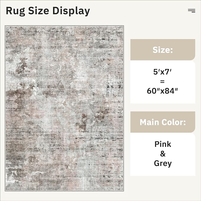 Soalmost Abstract Rug 5x7 Washable Area Rugs - Image 5