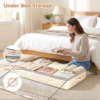 95L Under Bed Storage Containers, 2 Pack Beige | Underbed Storage Bags - Image 2