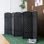 6 Panel Black Rattan Room Divider - Image 3