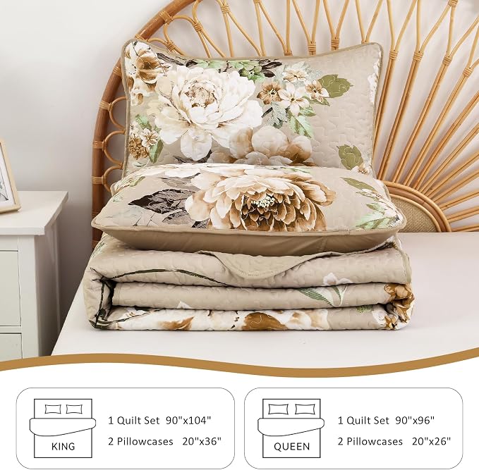 WONGS BEDDING Fall Quilt King Size, Soft Microfiber Reversible Bed Cover Set - Image 7