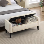 WUTUTUEE 47" Velvet Storage Bench, Upholstered Bed Bench - Image 6
