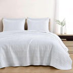 Chezmoi Collection Kingston King Size Bedspread Set, 3-Piece White Oversized - Image 3